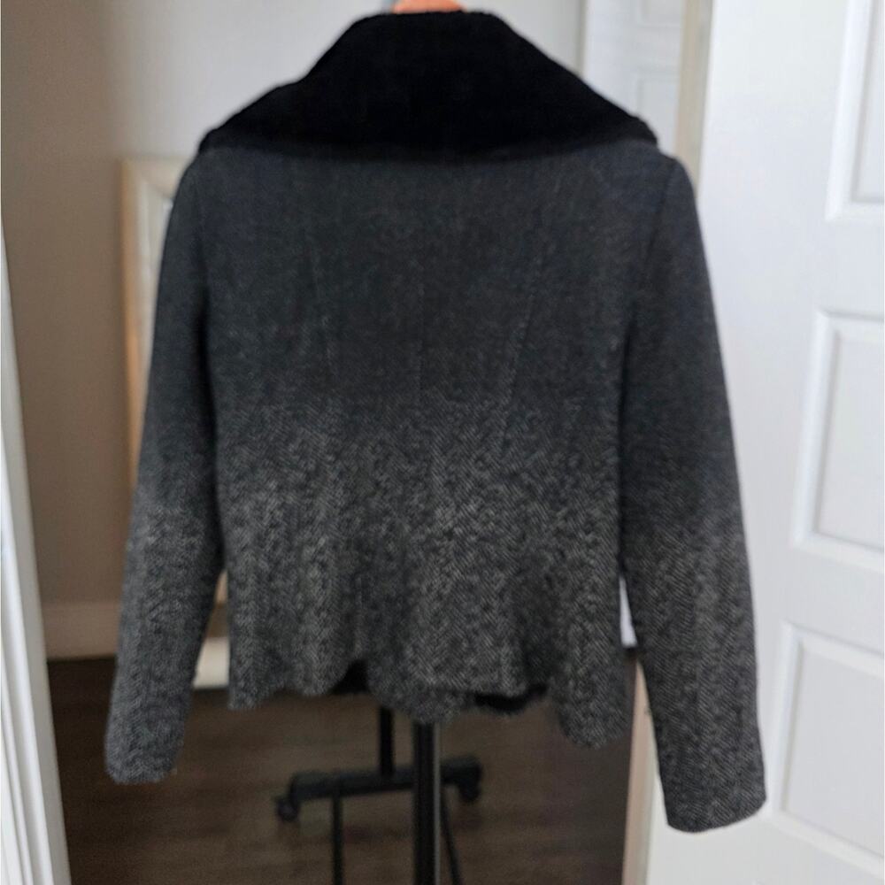 Armani Exchange Ombre Wool Black Jacket Coat Faux Fur Size L - Picture 6 of 7